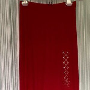 Red Slinky Maxi Skirt Size Small